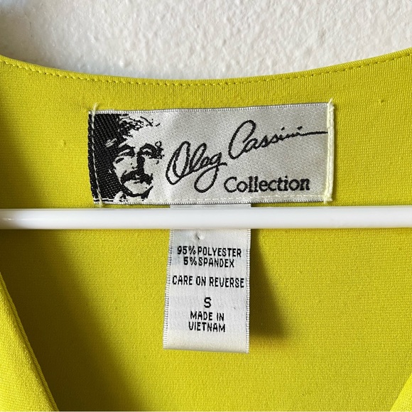 Oleg Cassini Yellow Maxi V-neck Vintage Dress for Women Small - Picture 7 of 7